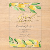Waterverf Citrus Lemons Vrijgezellenfeest Acryl Uitnodigingen (Voorkant)