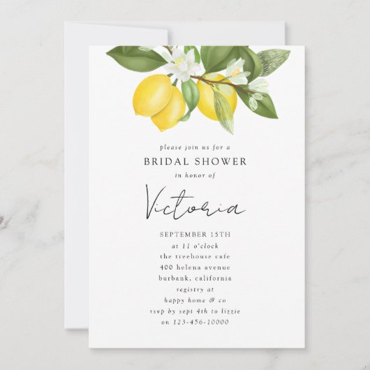 Waterverf Citrus Lemons Vrijgezellenfeest Kaart (Voorkant)