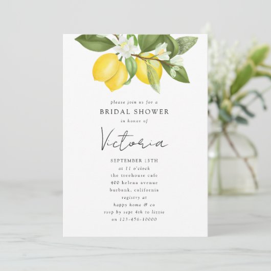 Waterverf Citrus Lemons Vrijgezellenfeest Kaart (Staand voorkant)