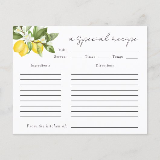 Waterverf Citrus Lemons Vrijgezellenfeest Recipe K (Voorkant)