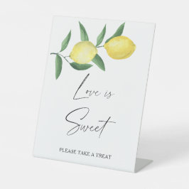 Waterverf citrus - liefde is zoet neem een traktat reclamebord met voetstuk