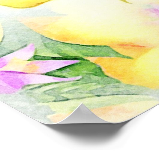 Waterverf Citrus limon Fruit Kitchen Poster (Hoek)