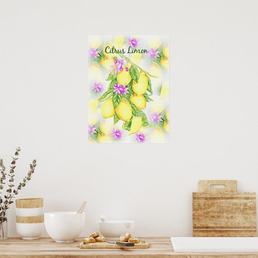 Waterverf Citrus limon Fruit Kitchen Poster (Keuken)