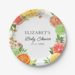 Waterverf Citrus Little Cutie Baby shower Papieren Bordje