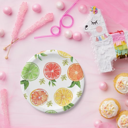 Waterverf Citrus Little Cutie Baby shower Papieren Bordje (Feest)