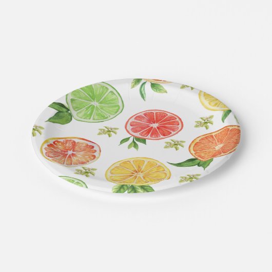 Waterverf Citrus Little Cutie Baby shower Papieren Bordje (Gekanteld)