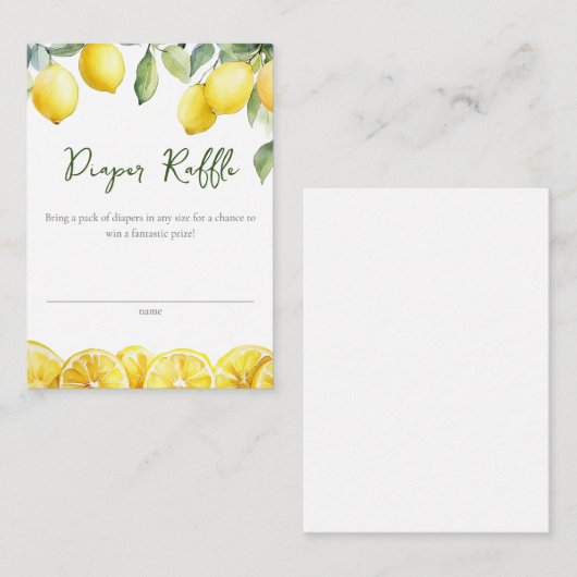 Waterverf Citrus Luier Raffle Baby shower Informatiekaartje (Voorkant / Achterkant)