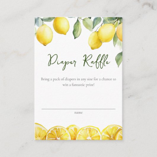 Waterverf Citrus Luier Raffle Baby shower Informatiekaartje (Voorkant)