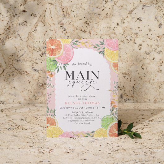 Waterverf Citrus Main Squeeze Vrijgezellenfeest Kaart