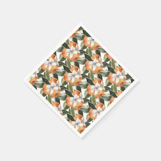 Waterverf Citrus Mandarijn Kleine Cutie Servet (Hoek)