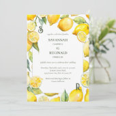 Waterverf Citrus Modern Monogram Huwelijk Kaart (Staand voorkant)