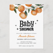 Waterverf Citrus Oranje Baby shower Uitnodiging (Voorkant)
