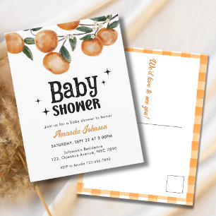 Waterverf Citrus Oranje Baby shower Uitnodiging