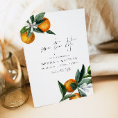 Waterverf Citrus Oranje Floral Save the Date Kaart