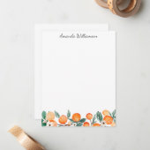 Waterverf Citrus Oranje fruit op maat Notitiekaartje (Voorkant / Achterkant in situ)