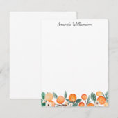 Waterverf Citrus Oranje fruit op maat Notitiekaartje (Voorkant / Achterkant)