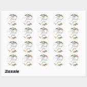 Waterverf citrus oranje script bruiloft dank u ronde sticker (Vel)