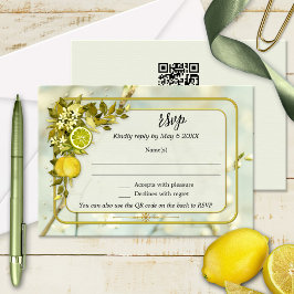 Waterverf Citrus Orchard Wedding RSVP Kaart