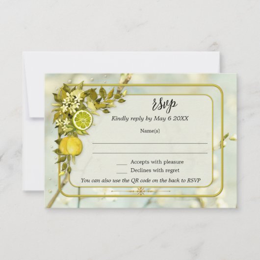 Waterverf Citrus Orchard Wedding RSVP Kaart (Voorkant)