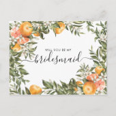 Waterverf Citrus Orchard | Wees mijn Bridesmaid Briefkaart (Voorkant)