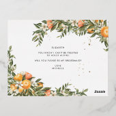 Waterverf Citrus Orchard | Wees mijn Bridesmaid Folie Uitnodiging Briefkaart (Achterkant)