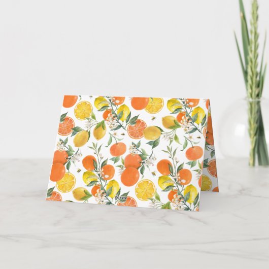 Waterverf Citrus Pattern Gevouwen Dank u Kaart (Achterkant)