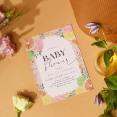 Waterverf Citrus Roze Baby shower Kaart