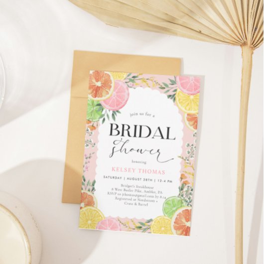 Waterverf Citrus Roze Vrijgezellenfeest Kaart