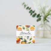 Waterverf Citrus Sinaasappel bladeren bruiloft det Vierkante Visitekaartje (Staand voorkant)