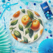 Waterverf Citrus Sinaasappel bladeren bruiloft Papieren Bordje (Feest)