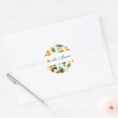 Waterverf Citrus Sinaasappel bladeren bruiloft Ronde Sticker (Envelop)