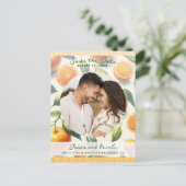 Waterverf Citrus Sinaasappel Bladeren Save the Dat Aankondigingskaart (Staand voorkant)