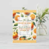 Waterverf Citrus Sinaasappel Bladeren Save the Dat Kaart (Staand voorkant)