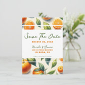 Waterverf Citrus Sinaasappel Bladeren Save the Dat Kaart (Staand voorkant)