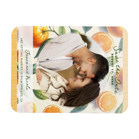 Waterverf Citrus Sinaasappel Bladeren Save the Dat Magneet (Horizontaal)