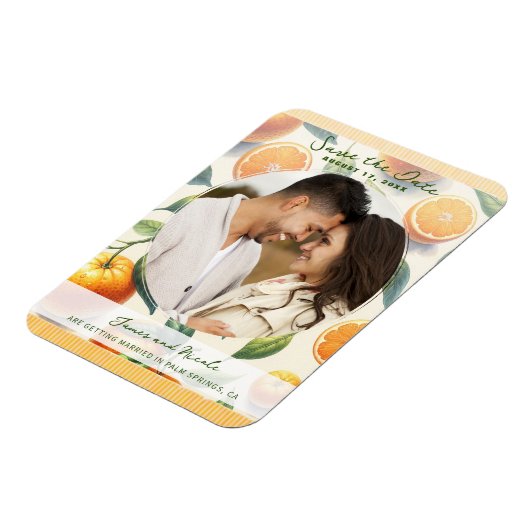 Waterverf Citrus Sinaasappel Bladeren Save the Dat Magneet (Linkerzijde)