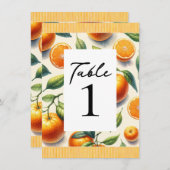 Waterverf Citrus Sinaasappel bladeren tafelnummer (Voorkant / Achterkant)