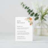 Waterverf Citrus Sinaasappel Tangerine bruiloft De Informatiekaartje (Staand voorkant)