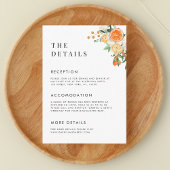 Waterverf Citrus Sinaasappel Tangerine bruiloft De Informatiekaartje