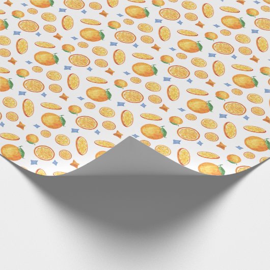 Waterverf Citrus Sinaasappels Cadeaupapier (Hoek)