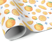Waterverf Citrus Sinaasappels Cadeaupapier (Rol Hoek)