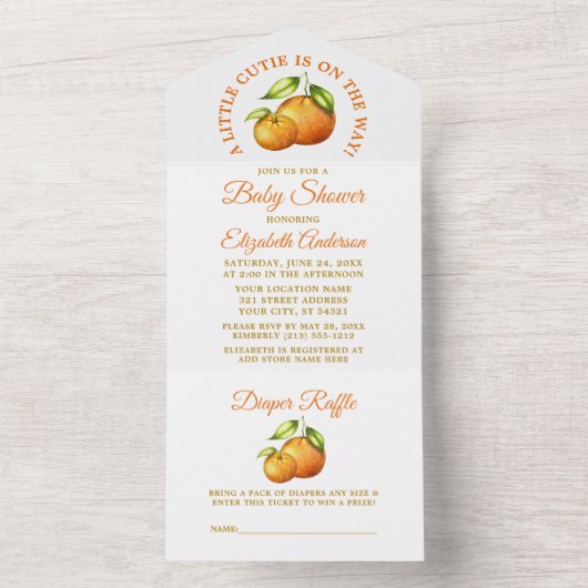 Waterverf Citrus Sinaasappels een kleine kabelscho All In One Uitnodiging (Binnen)