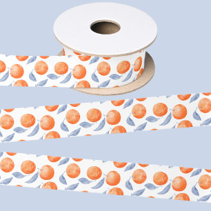 Waterverf Citrus Sinaasappels Mediterraan Satijnen Lint