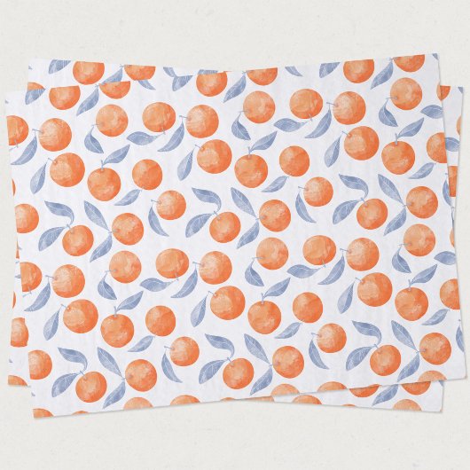 Waterverf Citrus Sinaasappels Mediterraan Tissuepapier