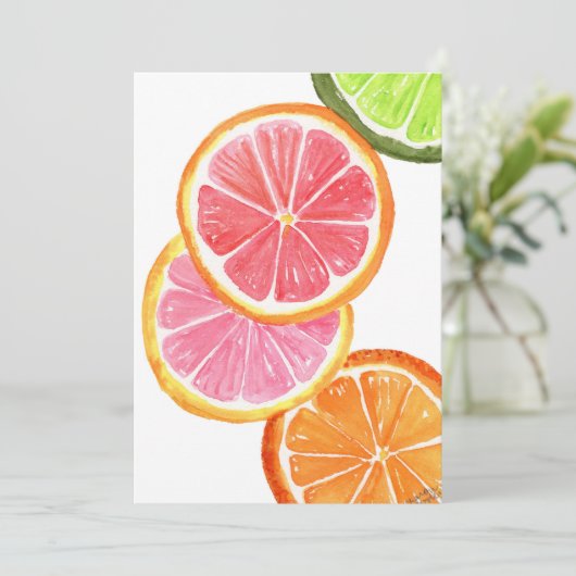 Waterverf Citrus Slices Kaart (Staand voorkant)