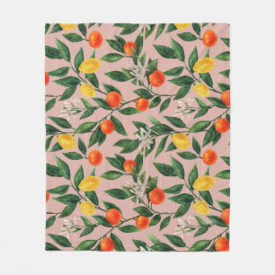 Waterverf Citrus takken Ornament Patroon Fleece Deken