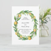 Waterverf Citrus Wedding Invitation Kaart (Staand voorkant)