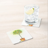 Waterverf citrusboom in potten kartonnen onderzetters (Insitu)