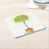 Waterverf citrusboom in potten kartonnen onderzetters (Schuin)