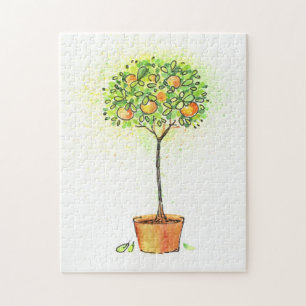 Waterverf citrusboom in potten legpuzzel